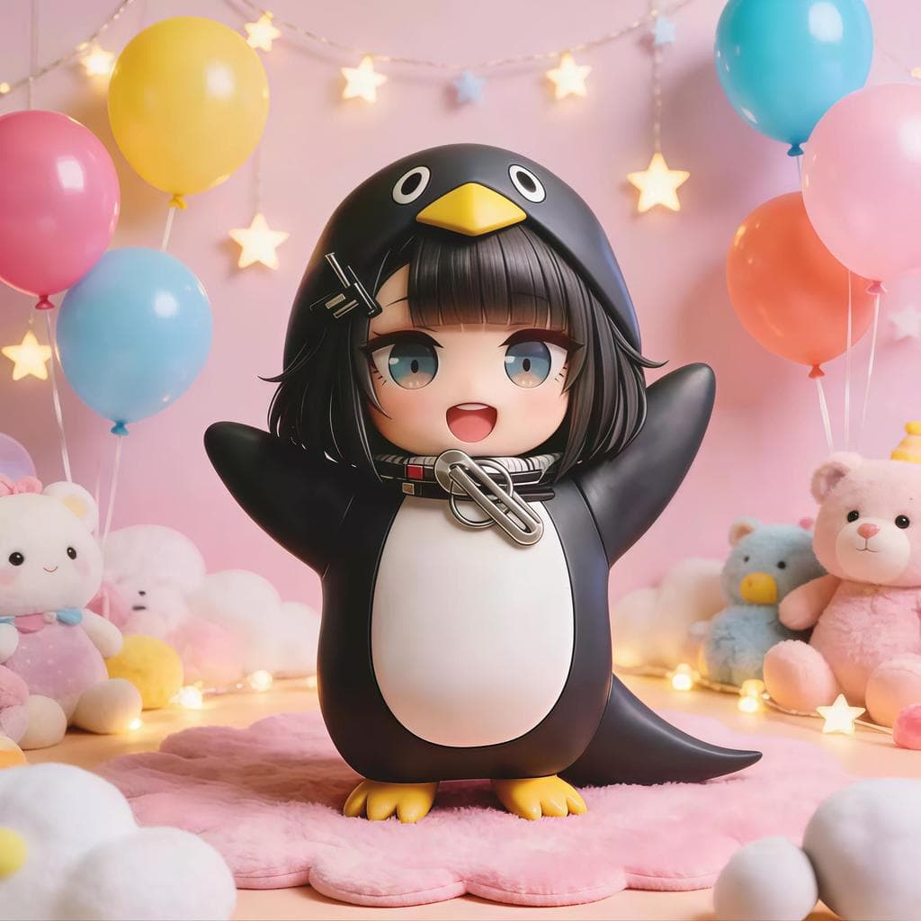 [Estoque pronto] Cuco Gaga Figura Pequeno Pinguim Administrador Figura Boneca Modelo Decoração Brinquedo Presente de Ani