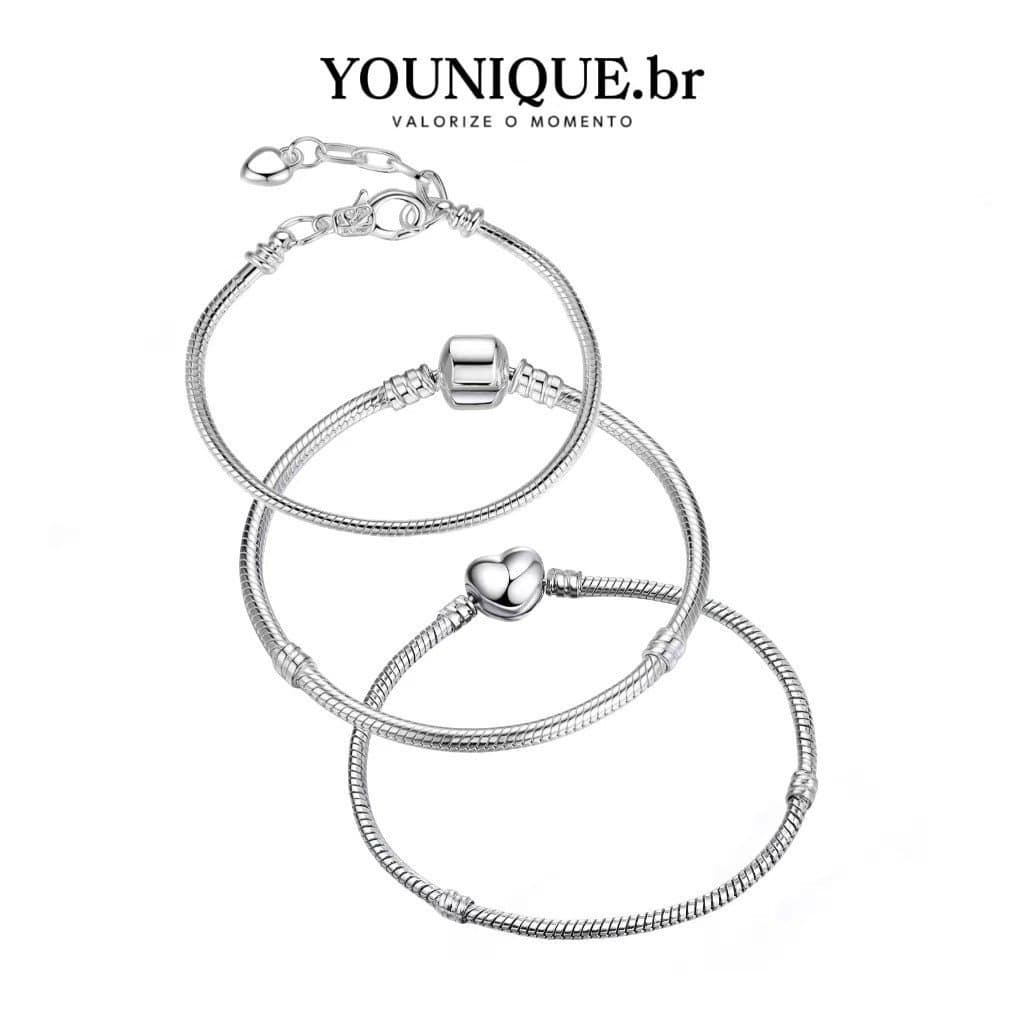 Pulseira Banhada A Prata 925 Berloques Fecho Simples Trava Simples Antialergica Macia Corrente De Cobra Pulseira Joias