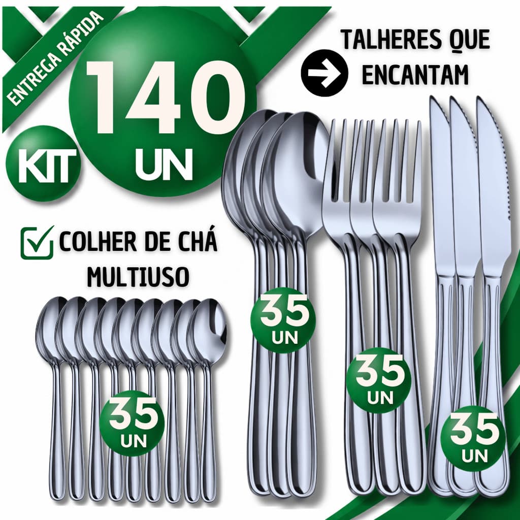 Utensílios Faca Colher Garfos e Colher Chá Talheres Inox Mesa Completa Cozinha Qualidade Garantida