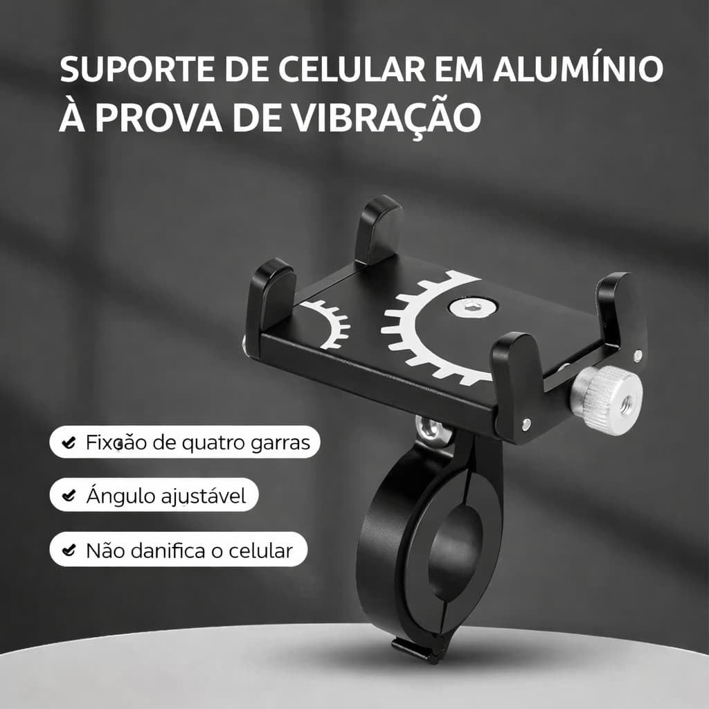 Suporte Alumínio De Guidão De Bike E Moto Para Celular GPS Resistente Mapas Entregas Ciclismo Ajustável Fixo Universal