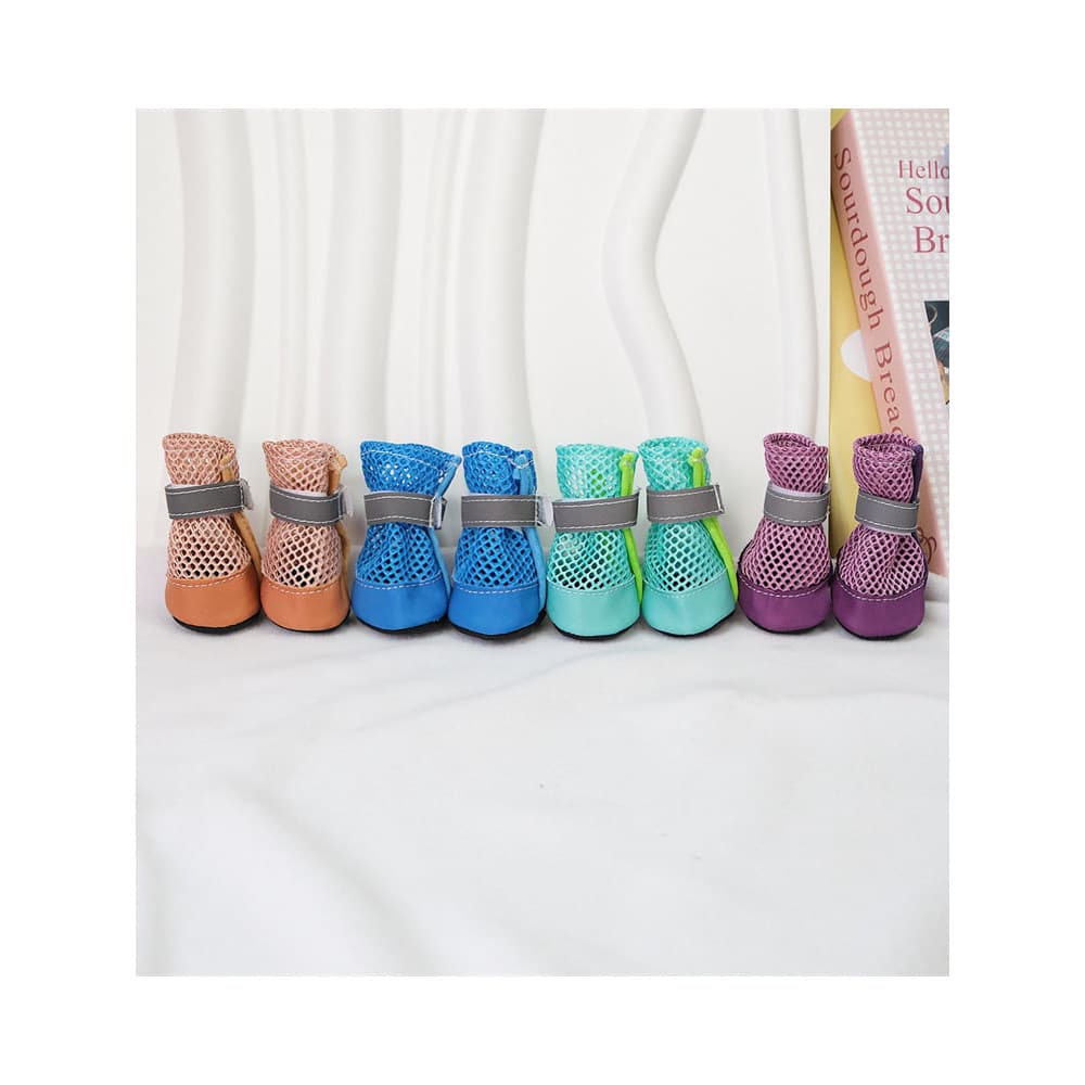 Sapatos para cães de estimação Design de abertura lateral malha respirável sapatos antiderrapantes conveniente fácil de