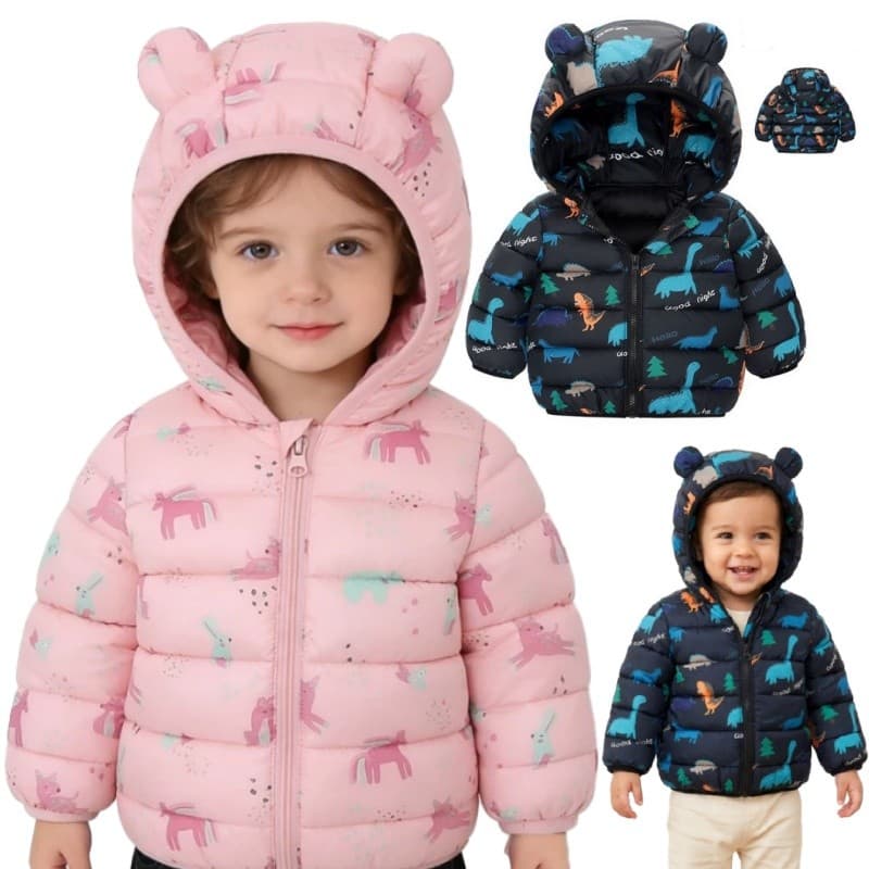 Jaqueta Leve Com Capuz E Estampa De Dinossauro De Desenho Animado , Meninos , Meninas , Roupas Casuais De Inverno