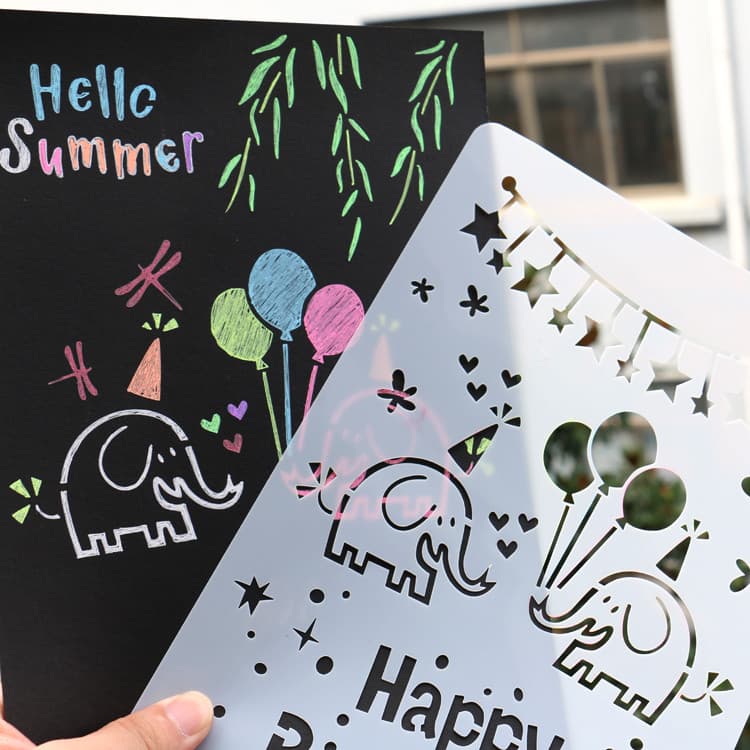DIY álbum de fotos acessórios Material régua de renda modelo aniversário artesanal prancheta modelo oco desenho ferramen
