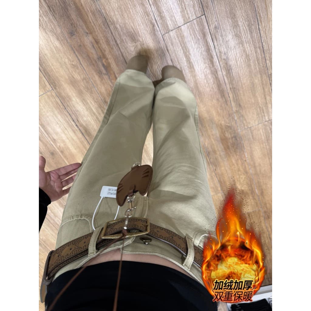 Velo-velo engrossado cáqui não-Legging Micro-Flap Jeans feminino primavera Plus Size gordura mm mais magro olhar Stra
