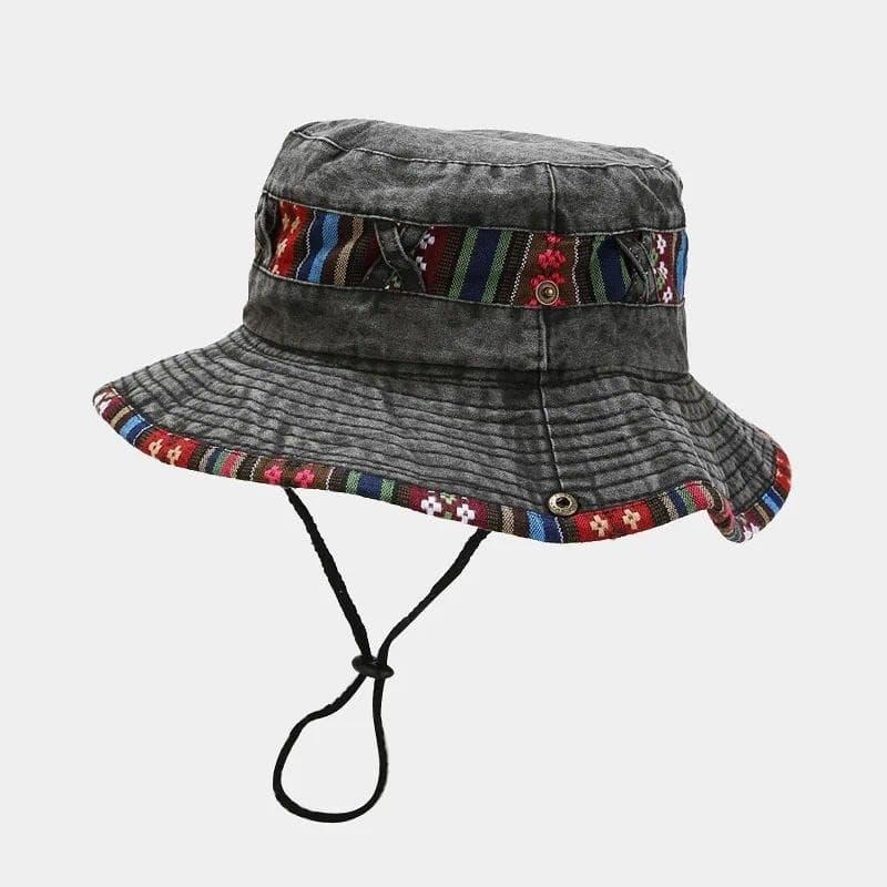 Chapéu de Algodão Estilo Nacional 2024, Chapéu Bucket de Cor Sólida para Viagens ao Ar Livre, Chapéu de Sol para Homens