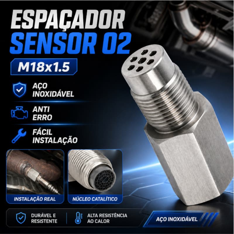 Espaçador Prolongador Sonda Catalisador Apaga Luz Com Filtro Aço Inoxidável Adaptador De Peças De Carro
