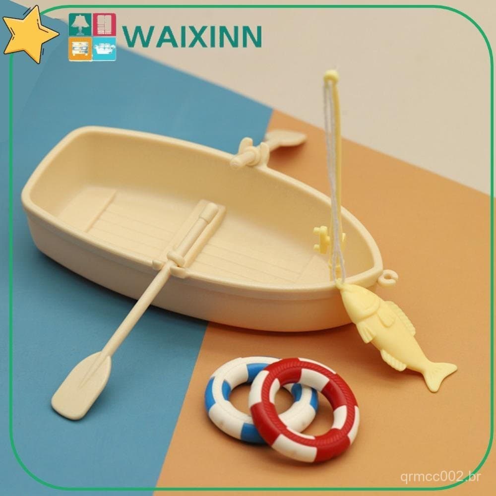 Modelo De Barco De Pesca WAIXINN , Ornamentos De Casa De Bonecas De Plástico Simulado , Mini Conjunto Em Miniatura Ensac