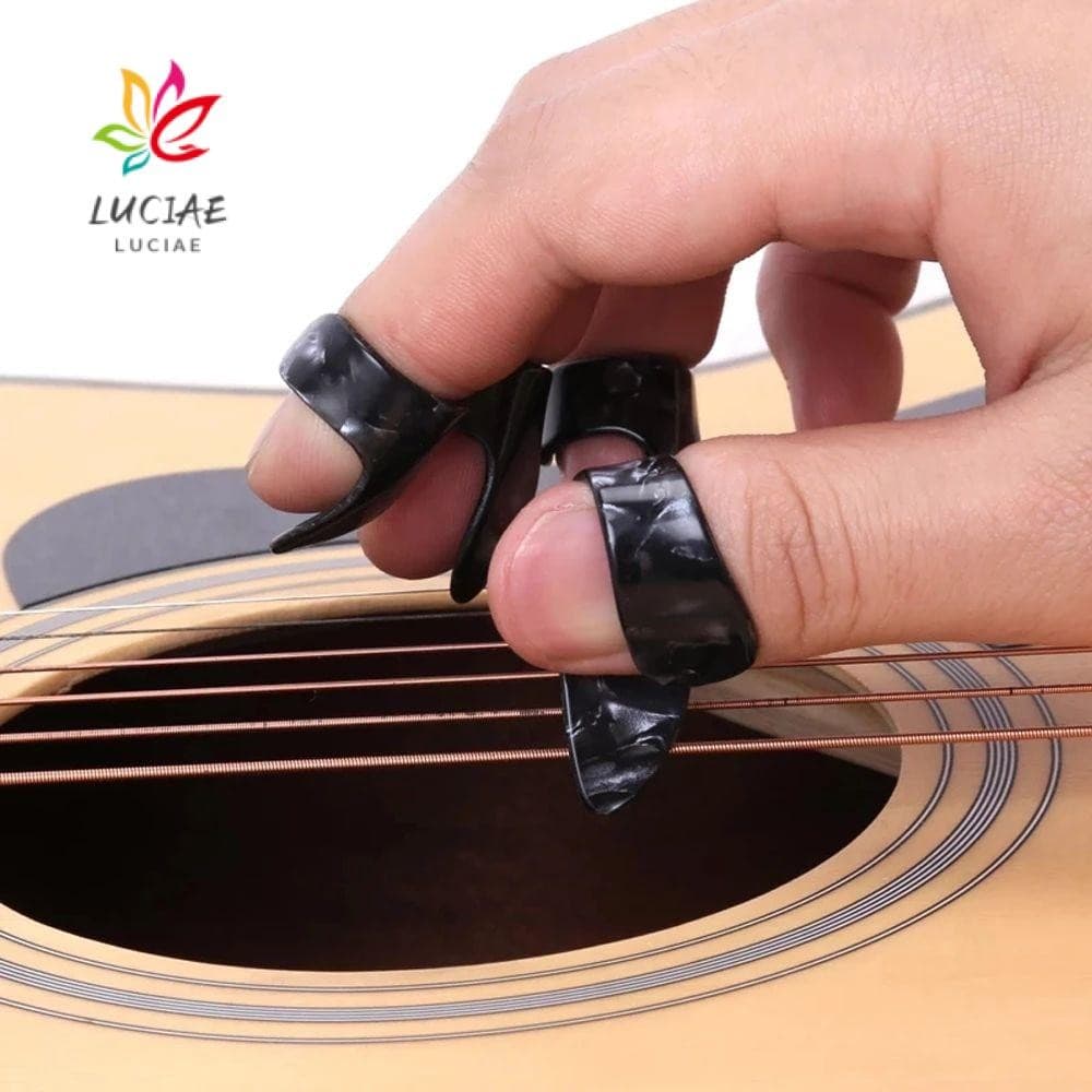 LUCIAE Fingerpick 1 Polegar + 3 Dedos Para Palheta De Guitarra Acústica De Celulóide