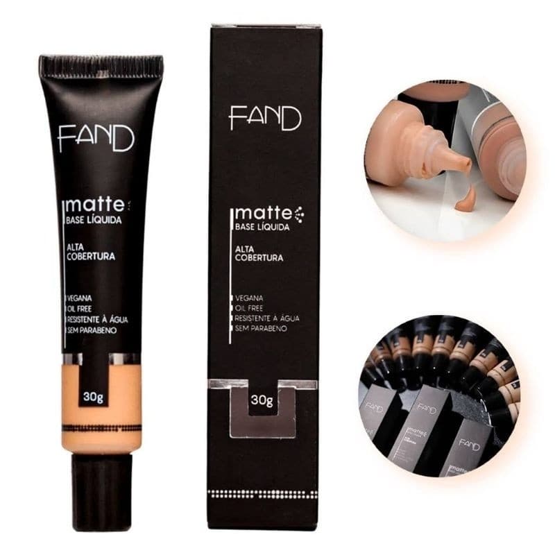 Base Líquida Fand Matte Alta Cobertura Original – Toque Seco e Longa Duração