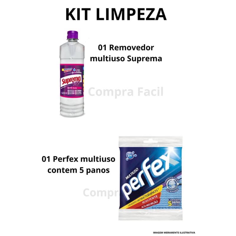 Kit Limpeza Suprema - 01 Removedor Suprema + 01 Perfex Multiuso (5 Unidades)
