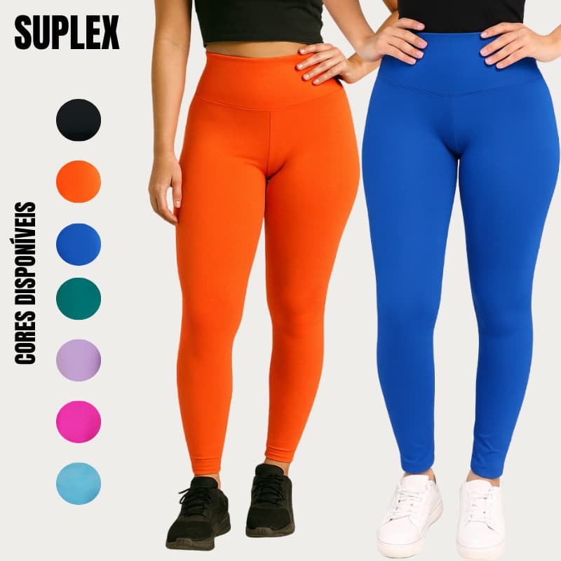 Calça Legging Lisa Feminina de Academia - Básica, Suplex, Cós Alto, Fitness