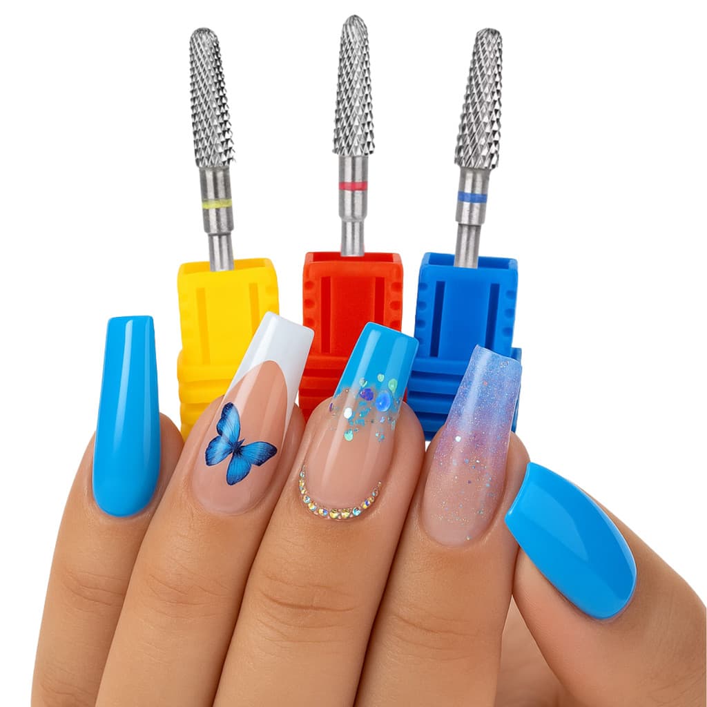 Kit 3 Brocas de Tungstênio Remoção o gel Acabamento da unha de gel Nivelamento do alongamento  unhas Cuticula curvatura