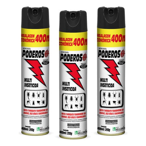 Inseticida Aerossol Multi inseto Poderoso 400ml Kit 3 Frascos spray