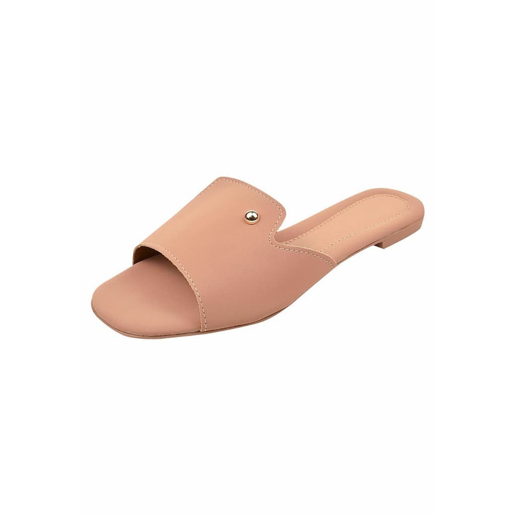 Sandalia Rasteira Feminina Rasteirinha Confortavel Detalhe Metal  Promoção Cores Preto Nude Caramelo Marsala