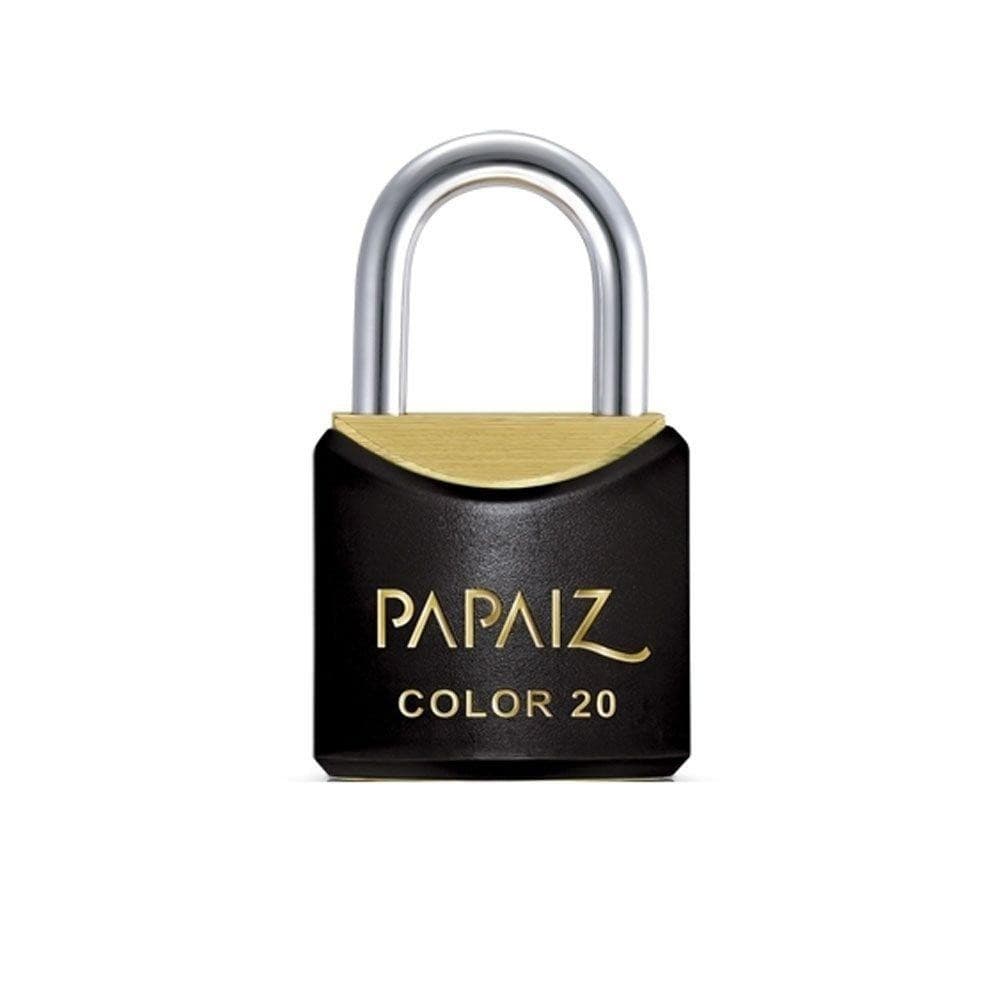 Cadeado com Chave 20mm Latão Preto Colorido Papaiz