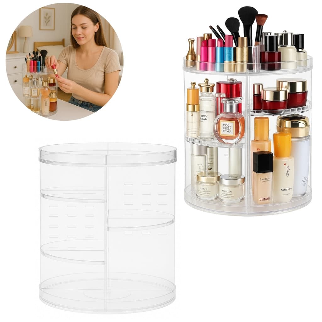 Organizador De Acrílico 360° Giratório Porta Maquiagem