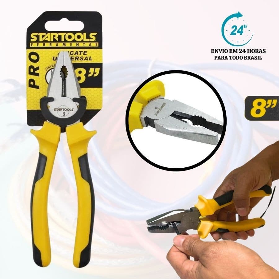 Alicate Universal Profissional Uso Geral Aço Carbono Emborrachado 8' Polegadas