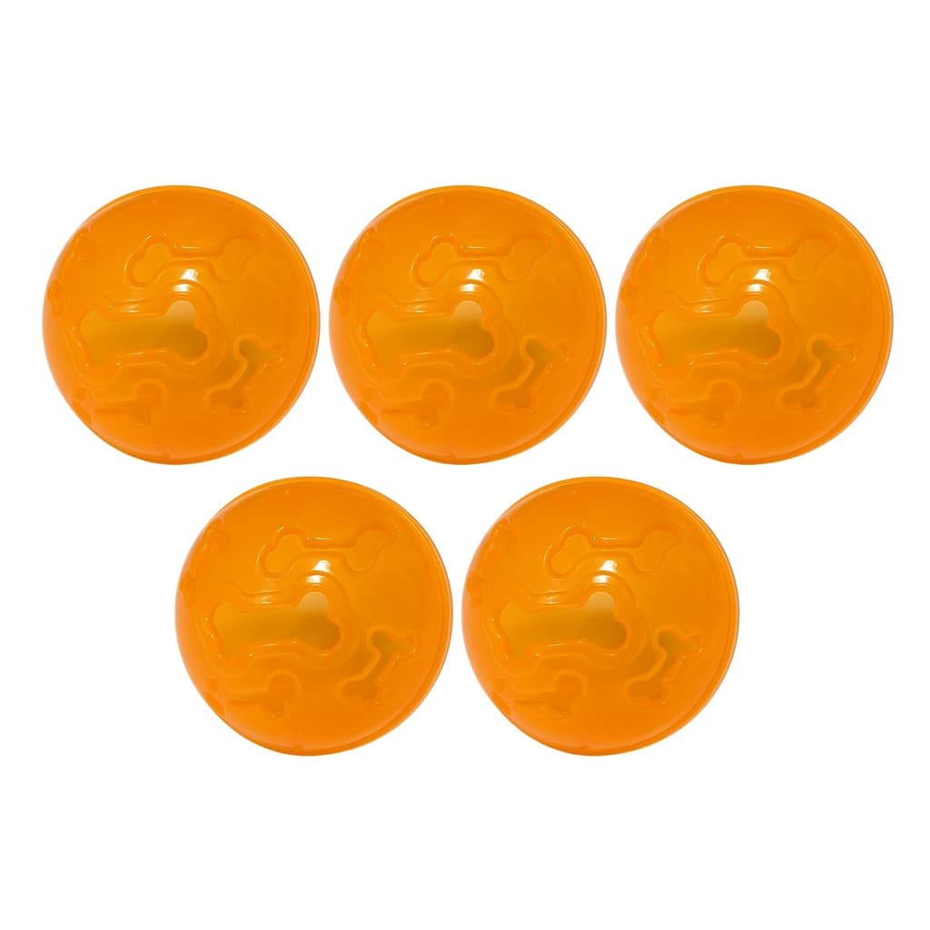 Kit 5 Bola Petisco Interativo Laranja 7cm Espaço para Petiscos Cães