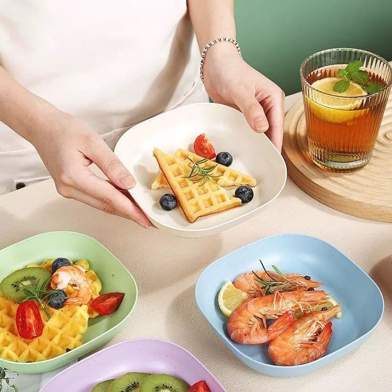 Kit Conjunto 10/20/30 Pratos Com Base Plásticos Duros Reutilizáveis Multifuncional Pratos Sobremesas