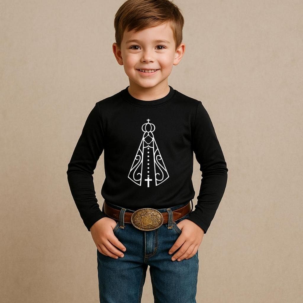 Camisa Uv Infantil Nossa Senhora Aparecida Manga Longa Proteção Térmica
