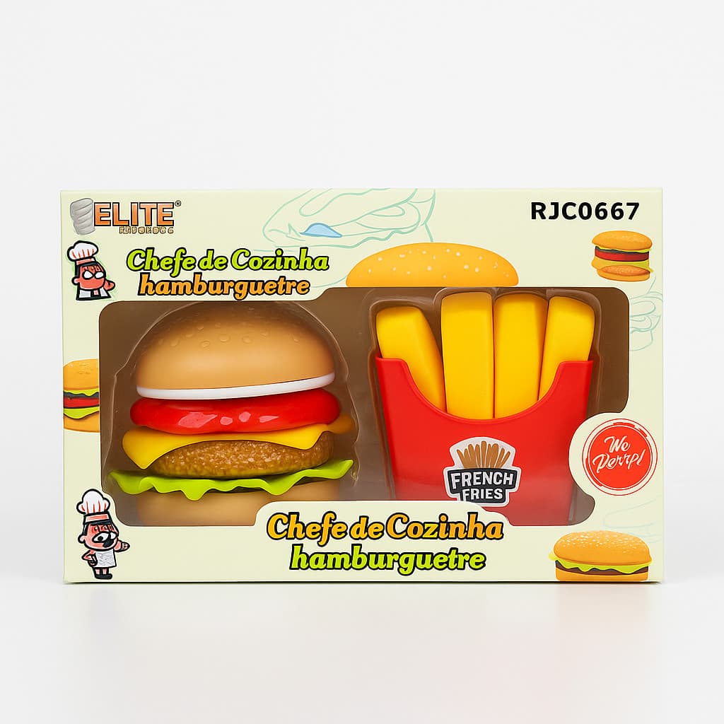 Comidinhas De Brinquedo Fast Food Hambúrguer Desmontável