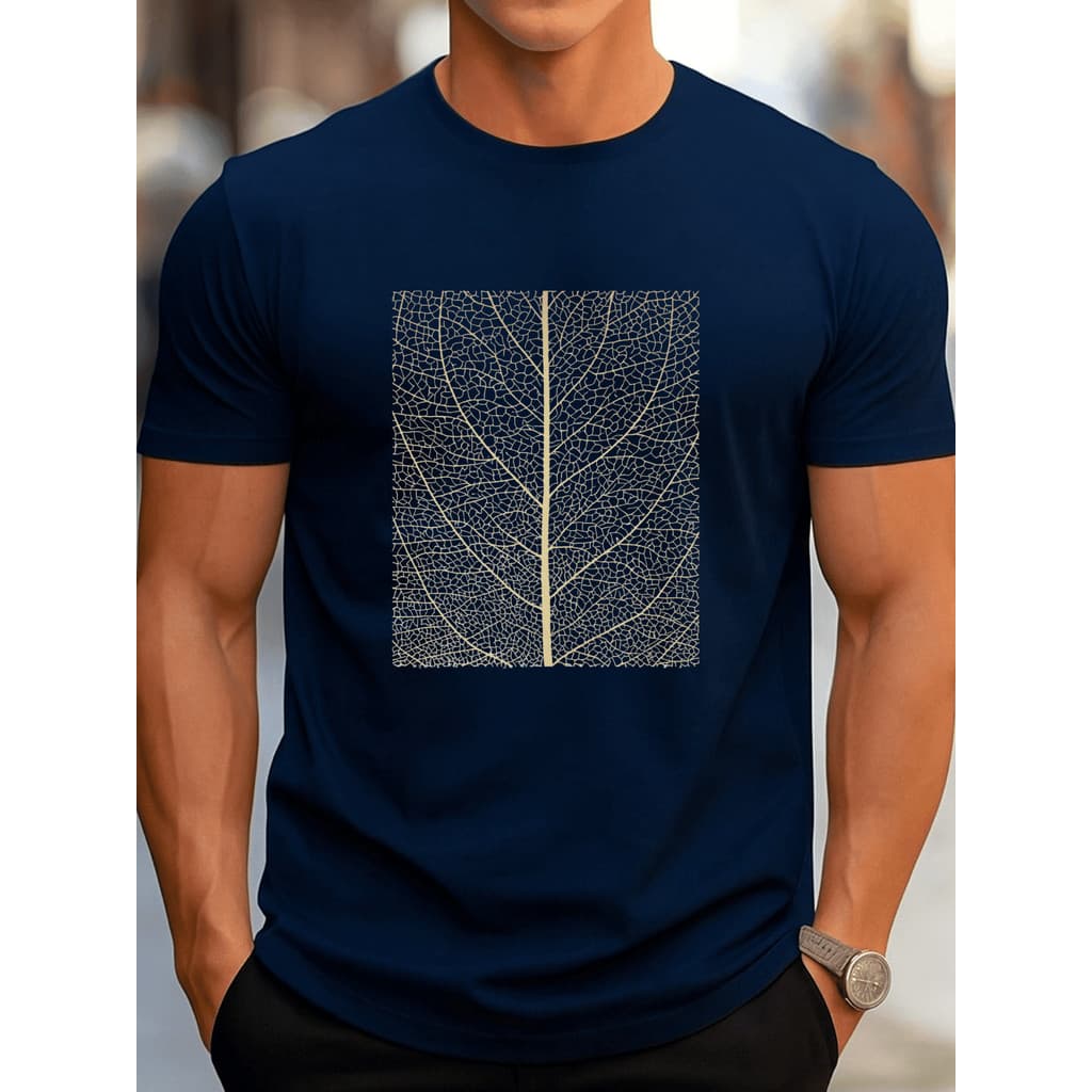 Camiseta Masculina Folha Galhos Camisa 100% Algodão Primavera Verão Streetwear