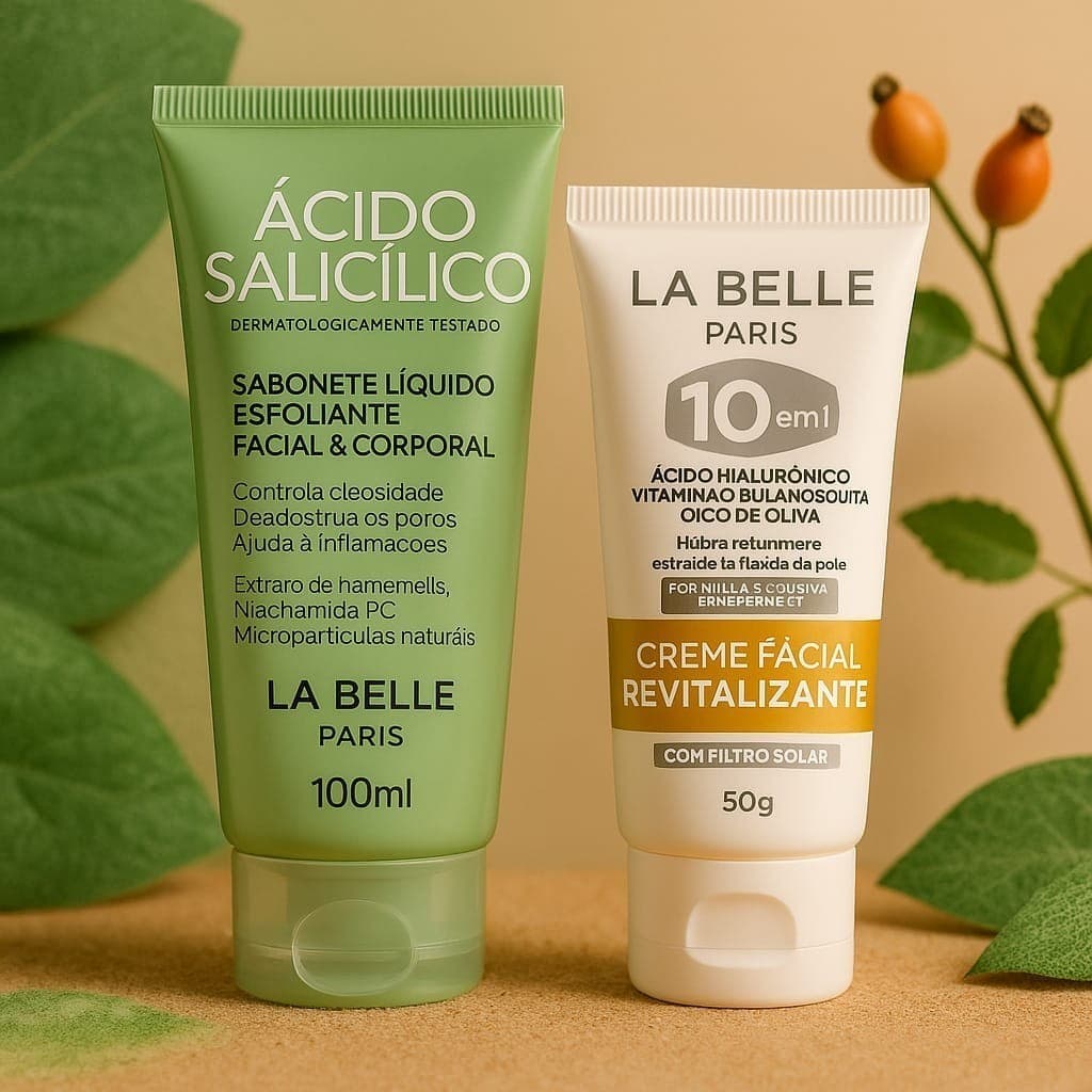 Kit Skincare-Sabonete Esfoliante Ácido Salicílico + Creme Facial 10 Em 1 Filtro Solar-LA BELLE