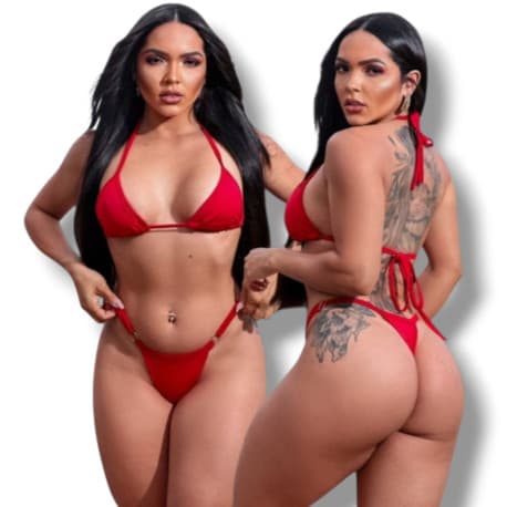 Biquíni Feminino Conjunto Top Calcinha Moda Verão Praia com Regulagem