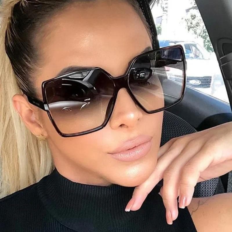 Óculos de Sol Femininos Oversize de Moda, Lentes Gradientes de Plástico, Óculos de Sol Femininos UV400, Óculos Polarizad