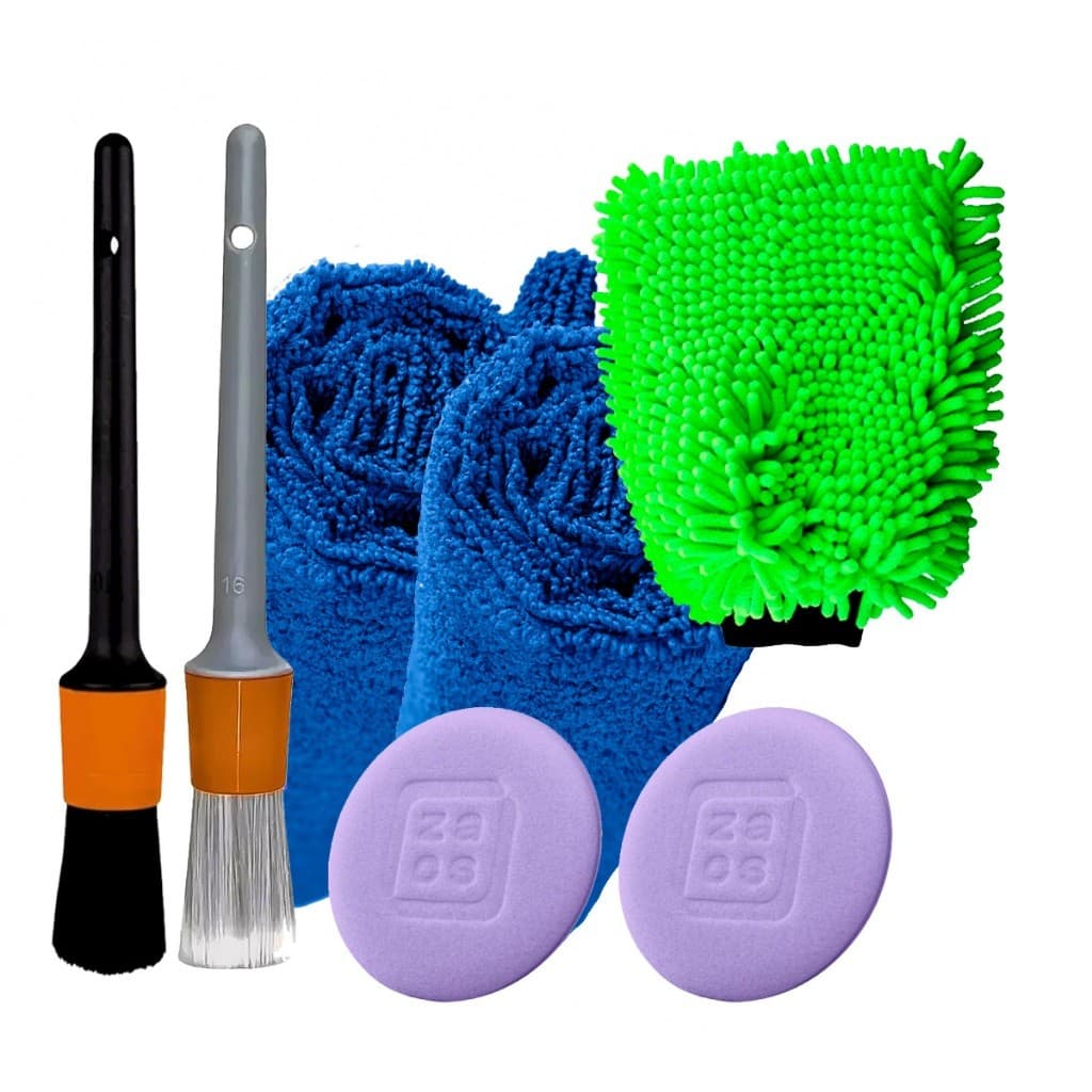 Kit acessórios Lavagem automotiva Luva Microfibra Pano 40x40 pincel externo interno aplicador de espuma