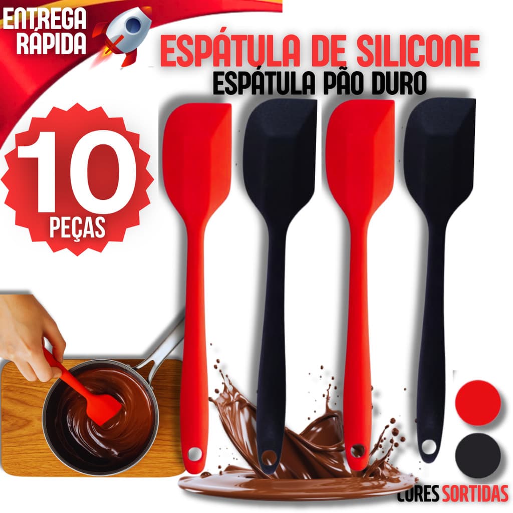 Jogo 10 Espatula Pão Duro de Silicone Casa Cozinha Buffet Restaurante Qualidade Confeitaria