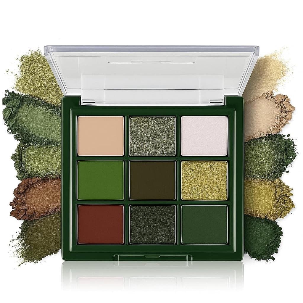 K'APEINE Paleta de Sombras Verde Escuro, 9 Cores, Paleta de Sombras Matte e Brilhantes, Maquiagem para Olhos Pigmentada,
