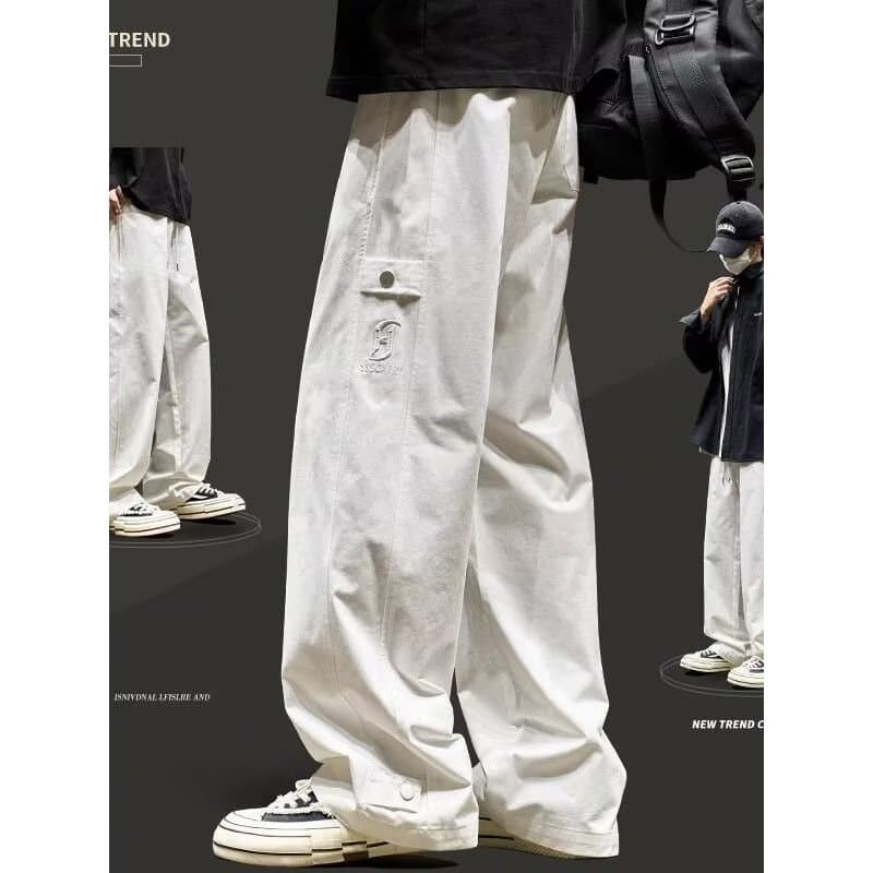 Primavera outono calças Retro Street Wear cor sólida reta Drape esportes Sweatpants das mulheres dos homens solto All-Ma