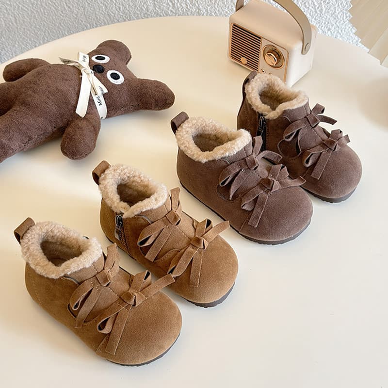 W inverno novo estilo meninas crianças sapatos de pelúcia do bebê sapatos de algodão grosso quente menina princesa dois