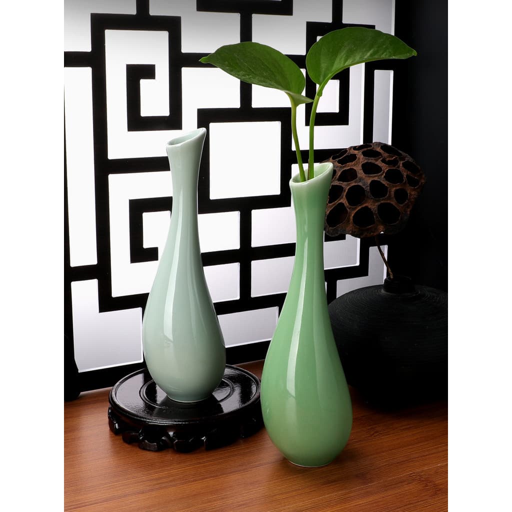 Beijos casa Celadon vaso olhando para trás sorriso moda criativa decoração para casa ornamentos simples estilo chinês ar