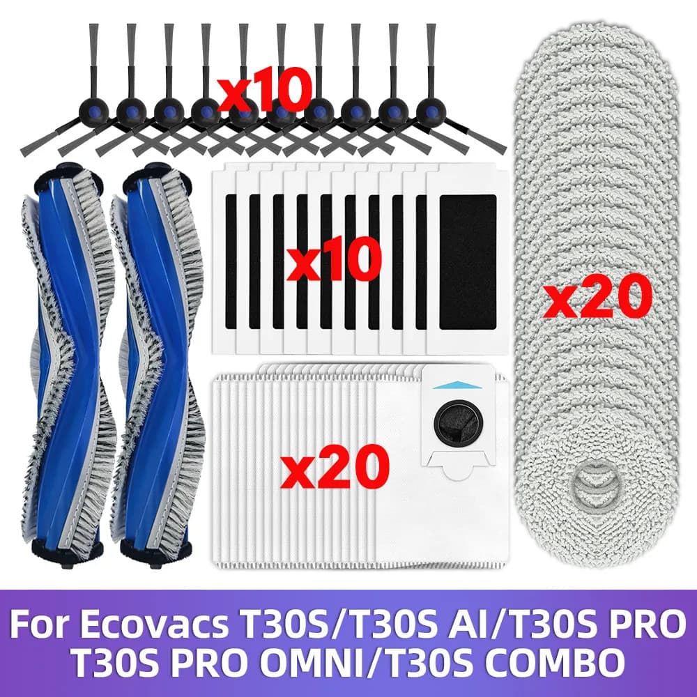 Para ECOVACS DEBOT T30S/T30S PRO OMNI COMBO Principal Escova Lateral Filtro Mop Panos Sacos De Pó