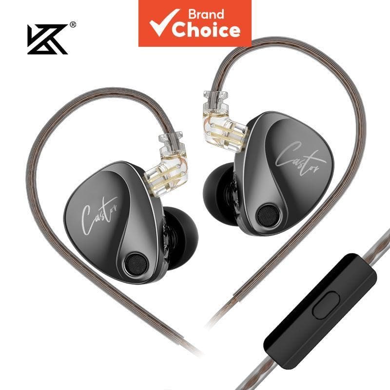 Fones De Ouvido KZ Castor Com Fio Intra-Auricular HiFi Dual Dynamic Balanced Armor Ajustáveis Monitor Cancelamento De Ru