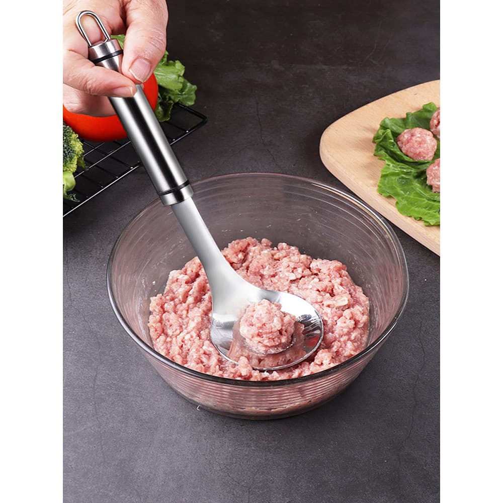 Fabricante de almôndegas de aço inoxidável, bola de peixe, almôndega, camarão, prensa deslizante, colher doméstica, ferr