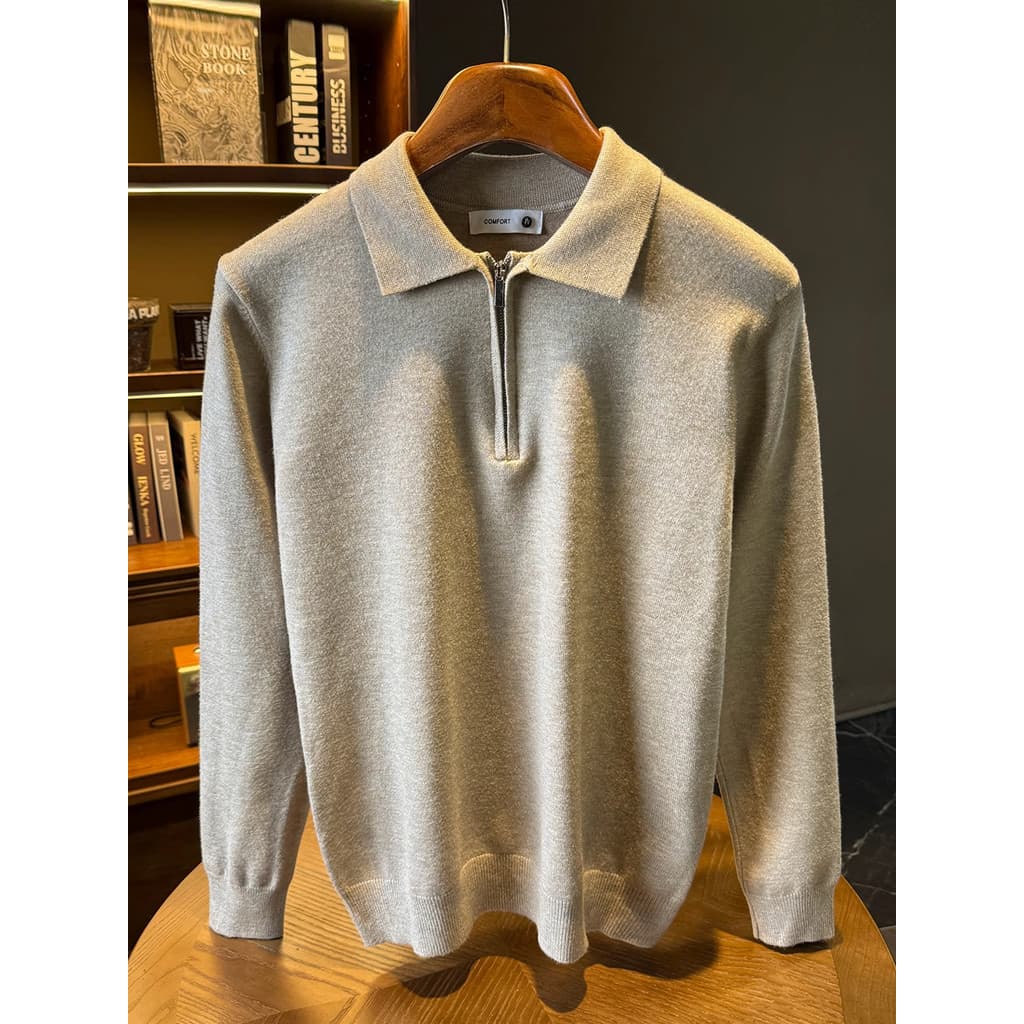 Outono inverno camisola de manga comprida malhas masculino 2025 novo estilo estiramento fino-ajuste lapela camisa polo i