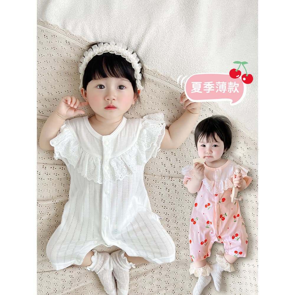 Roupas infantis de verão para bebês meninas macacão de manga curta roupas de mês inteiro algodão puro pequeno mensal rou