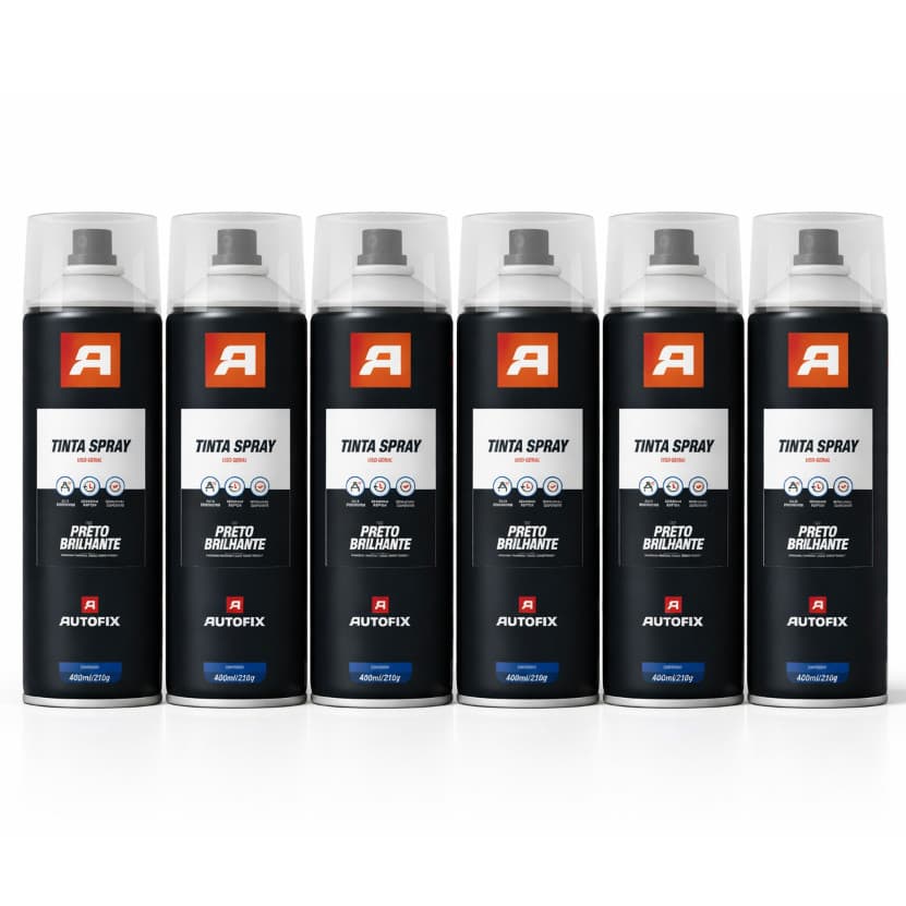 Kit 06 Tinta Spray Uso Geral 400ml - Alta Cobertura + Secagem Rápido