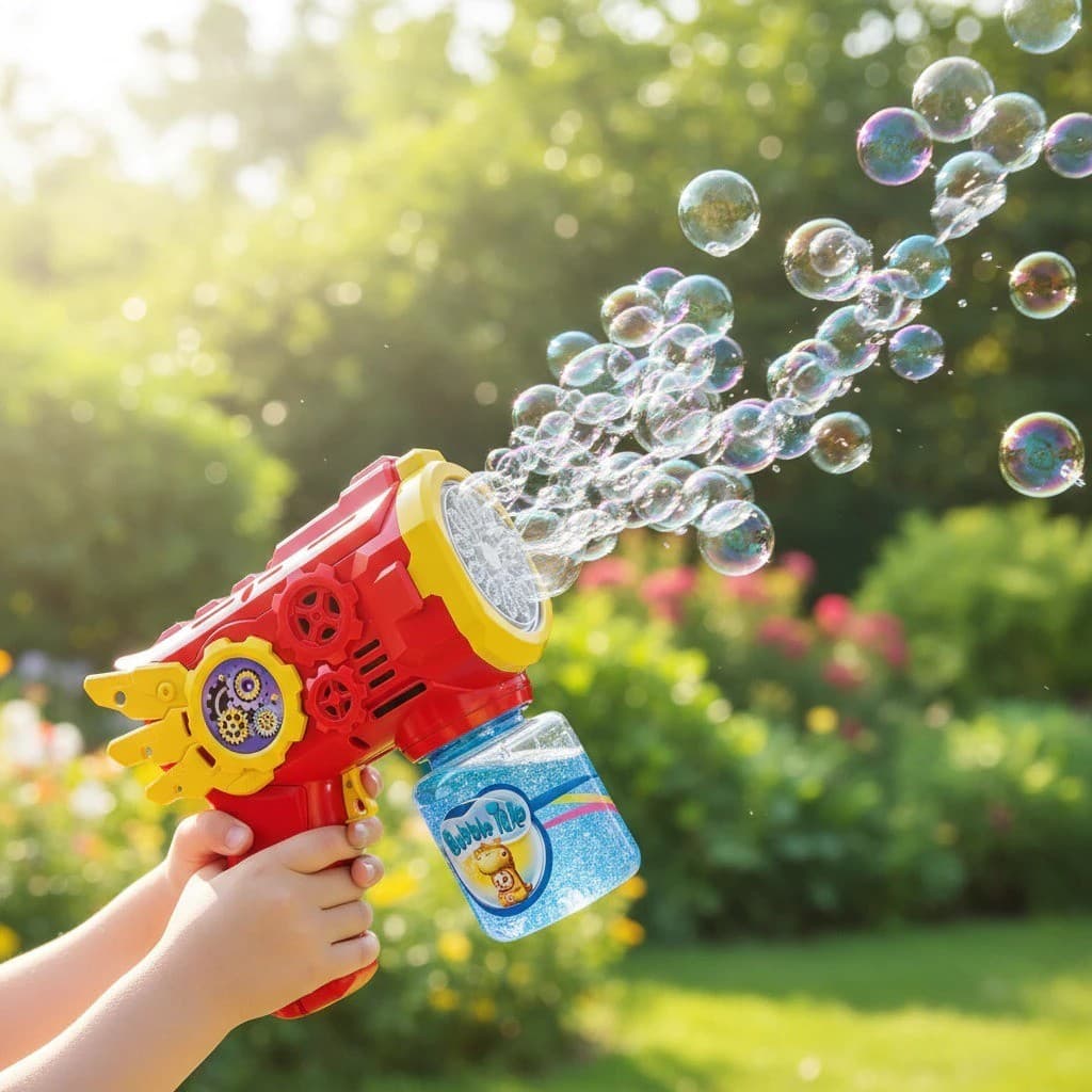 Pistola de Bolhas Elétrica Infantil com Luz LED Automática de Bolhas