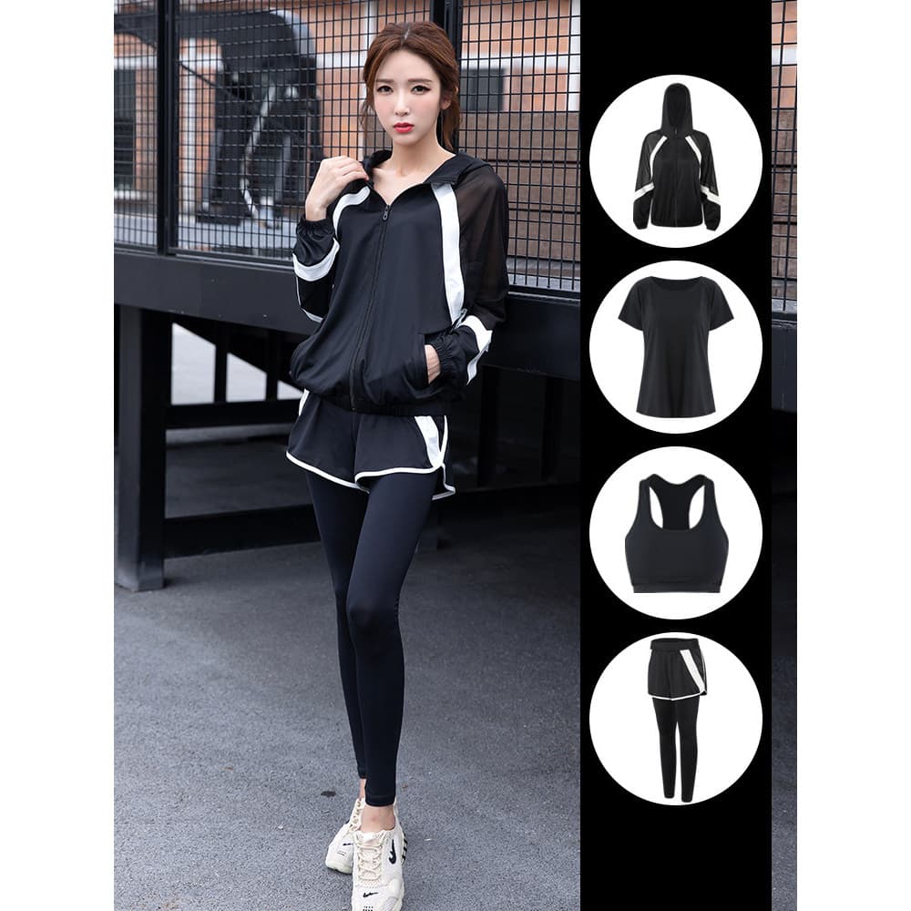 Terno esportivo feminino primavera verão profissional High-End roupas de Yoga solto manhã correndo falso calças de duas
