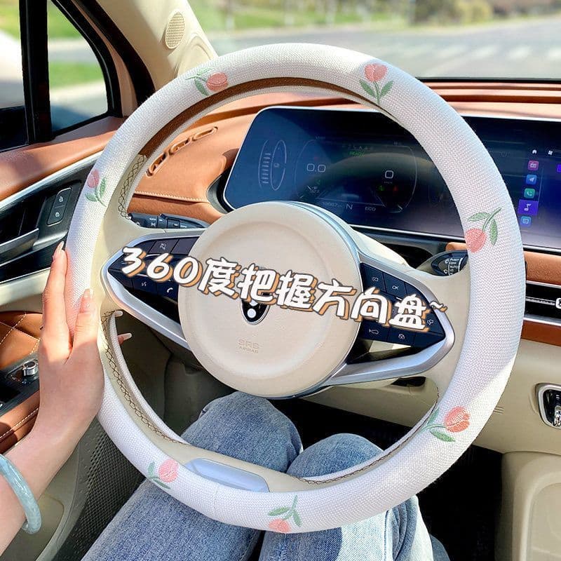 Capa de volante do carro quatro estações Universal feminino bonito dos desenhos animados antiderrapante verão respirável