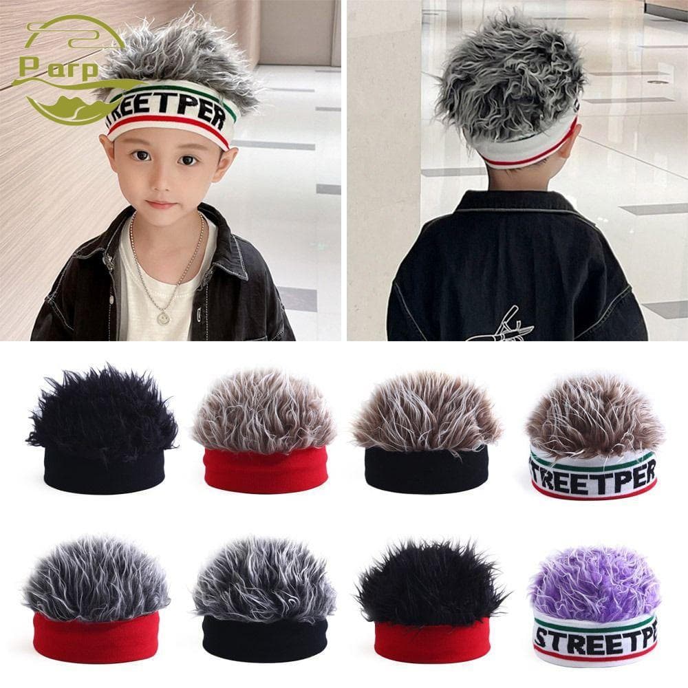 PARPERTY1 Chapéu De Peruca Infantil , Gorro Engraçado De Malha , Integrado De Cabelo Elástico Legal De Personalidade