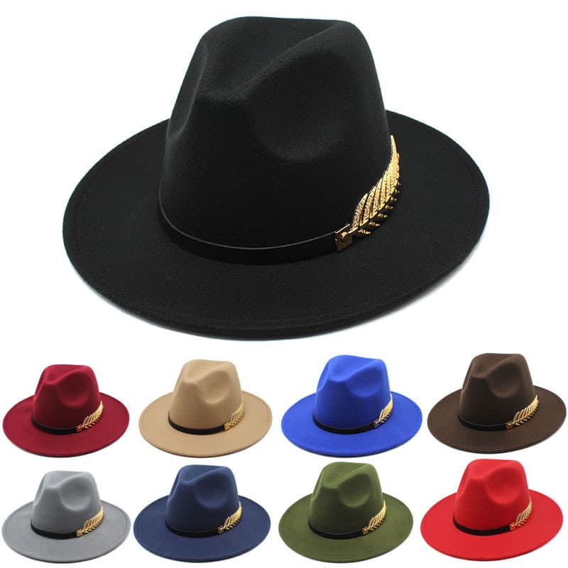 Chapéu Fedora Neutro De Aba Larga Jazz Masculino Cinto De Penas Outono E Inverno Panamá Vintage Britânico