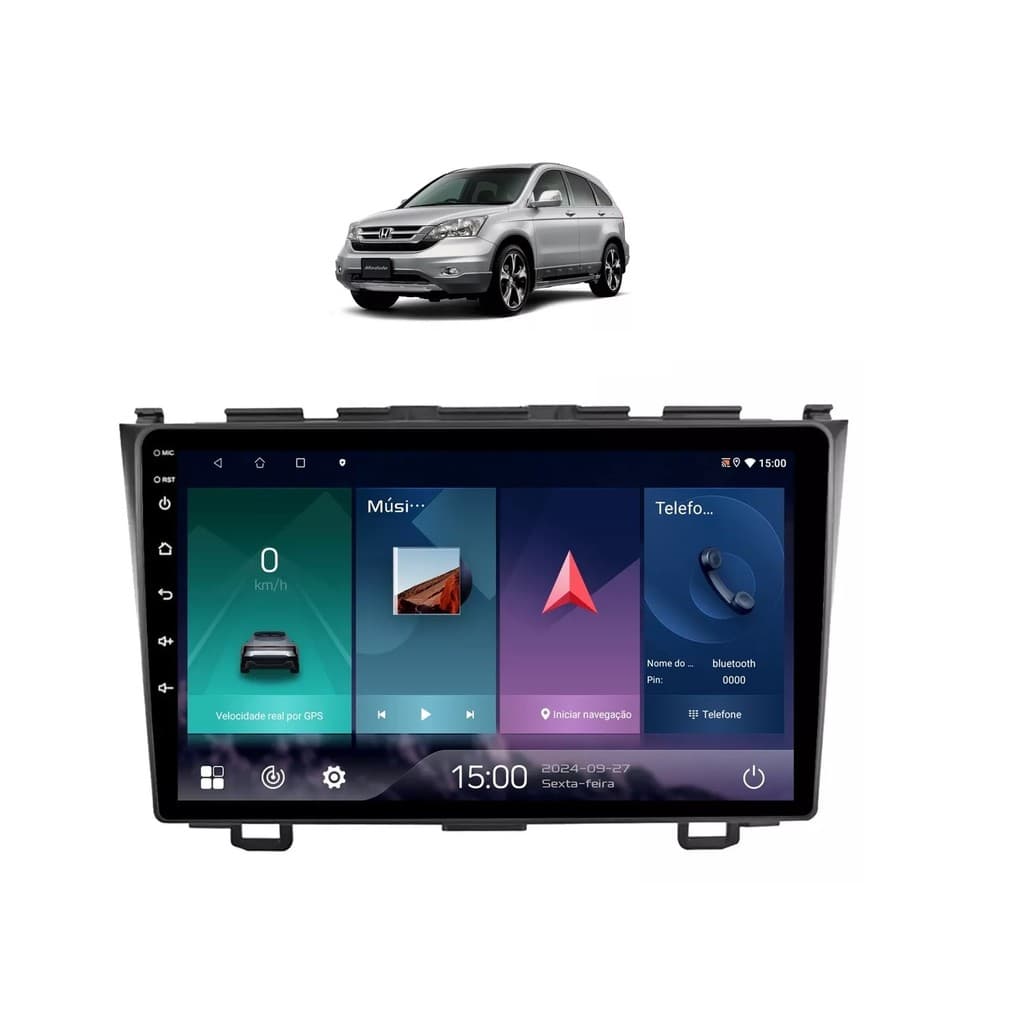 Kit Multimídia Crv Cr-v 2007 / 2011 Android 9 Pol Carplay Gps 2/32GB - Roadstar 915BR