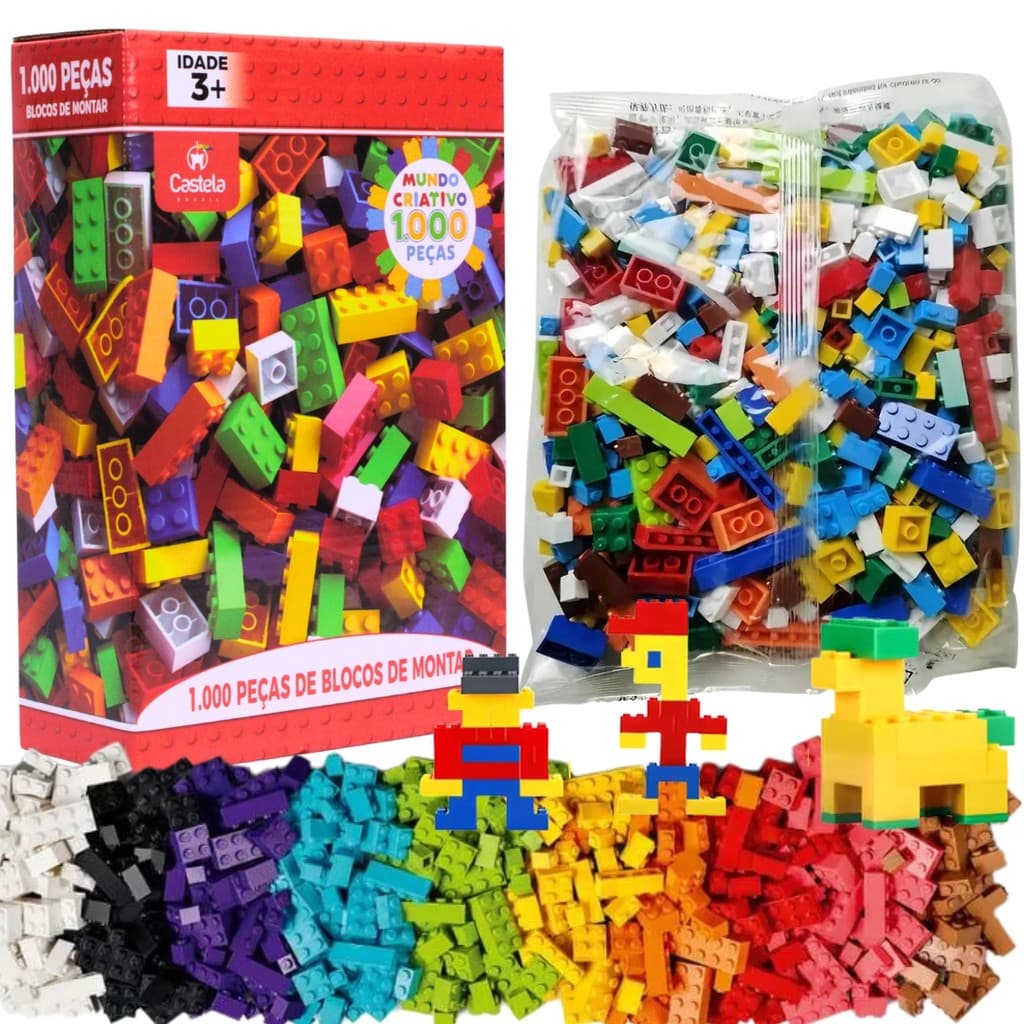 Blocos De Montar Infantil Educativo Coloridos 500/1000 Peças  Castela