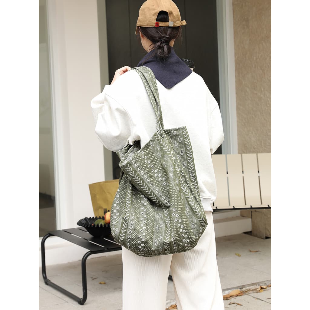 Versão coreana grande capacidade caju flor Commuter saco estilo preguiçoso All-Match sacola estudante literário um ombro