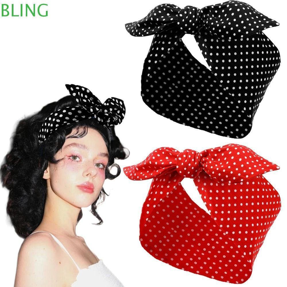 BLING 2 Peças Bandana , Faixa De Cabelo Larga De Bolinhas , Laço Fashion Feminino Lenço De Cabeça Acessórios Para